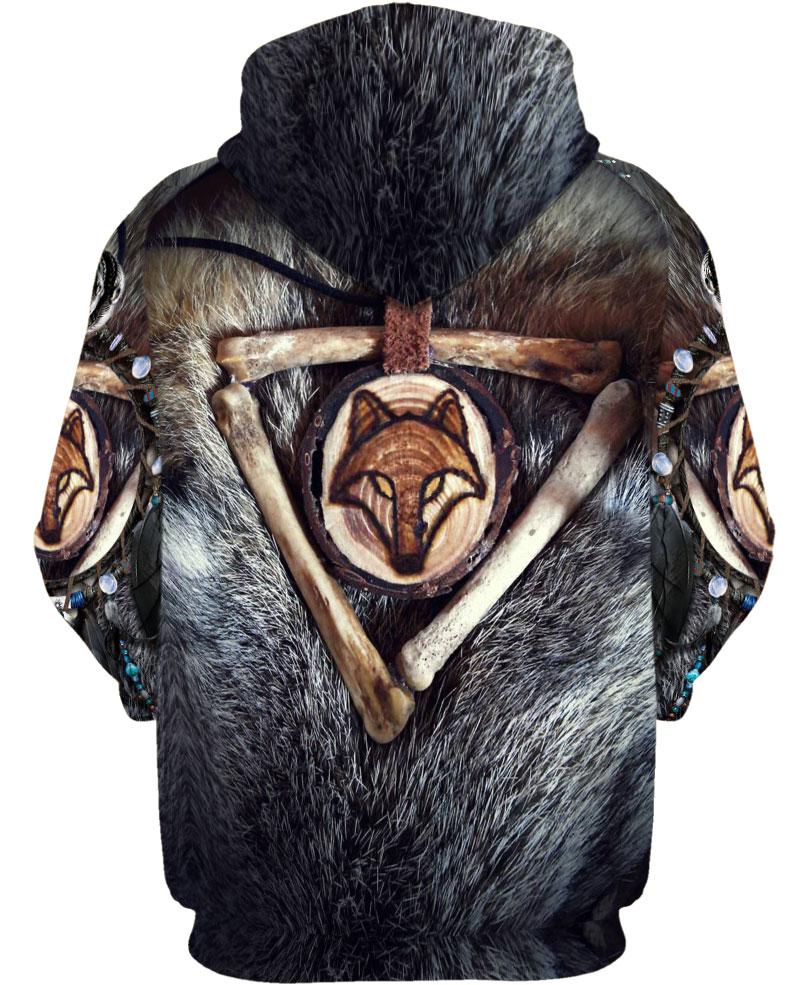 Native American Wolf And Bones