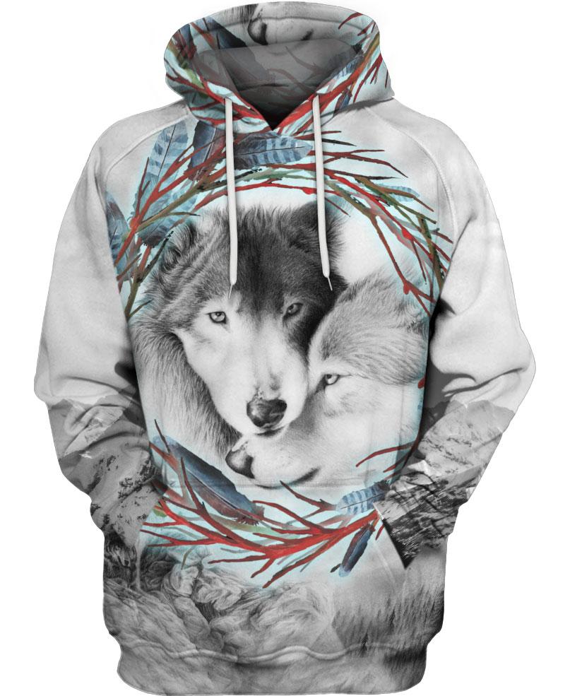 Native American Cute Couple Wolves