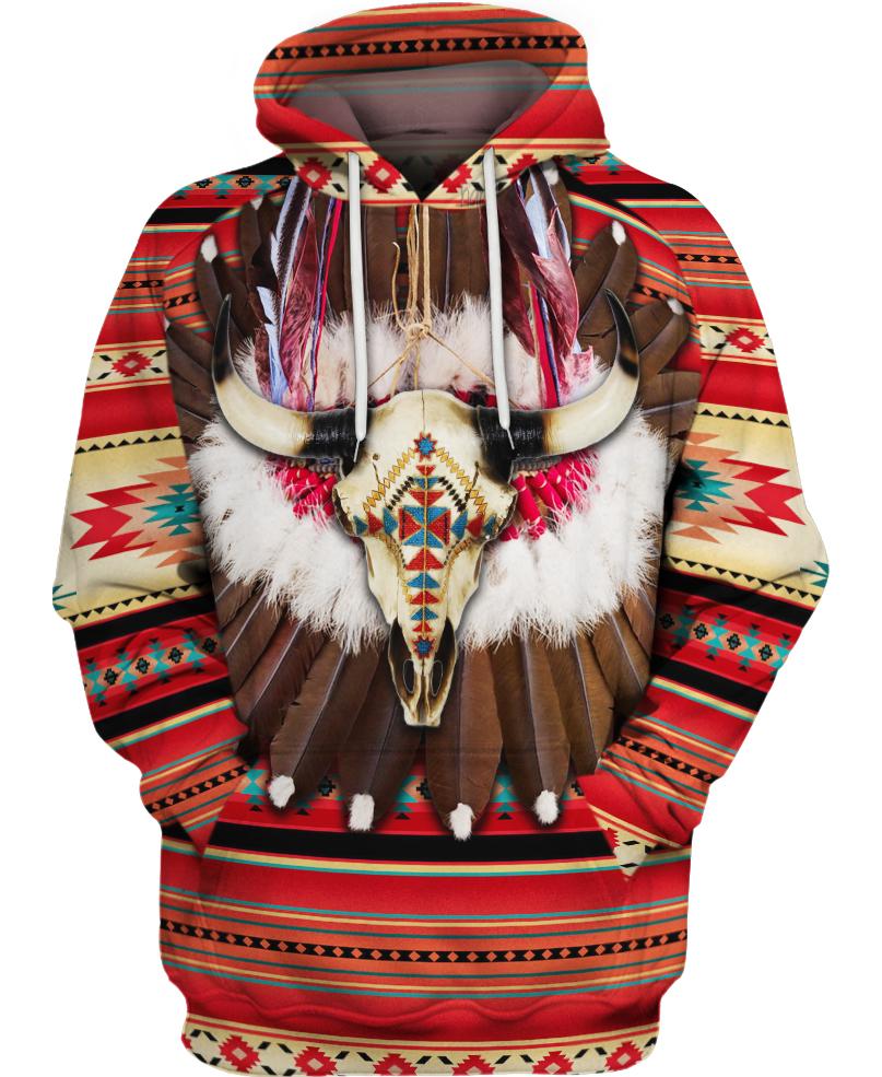 Native American Buffalo Skull Feathers