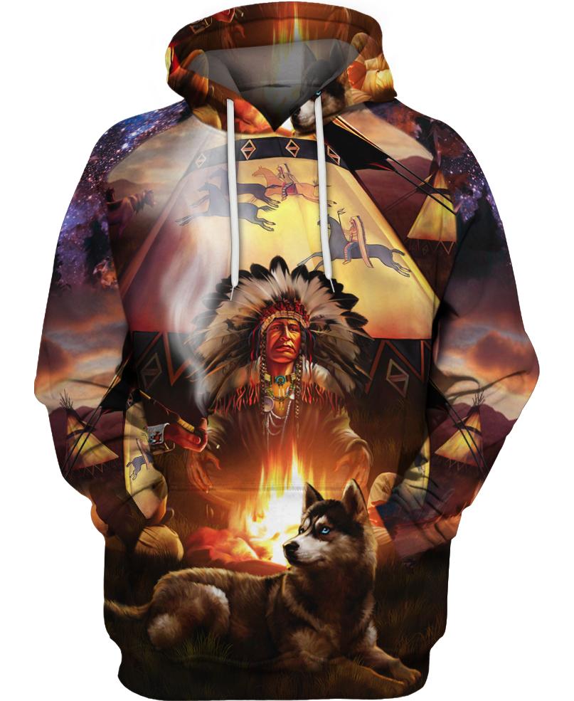 Native American Chief Wolf Fire