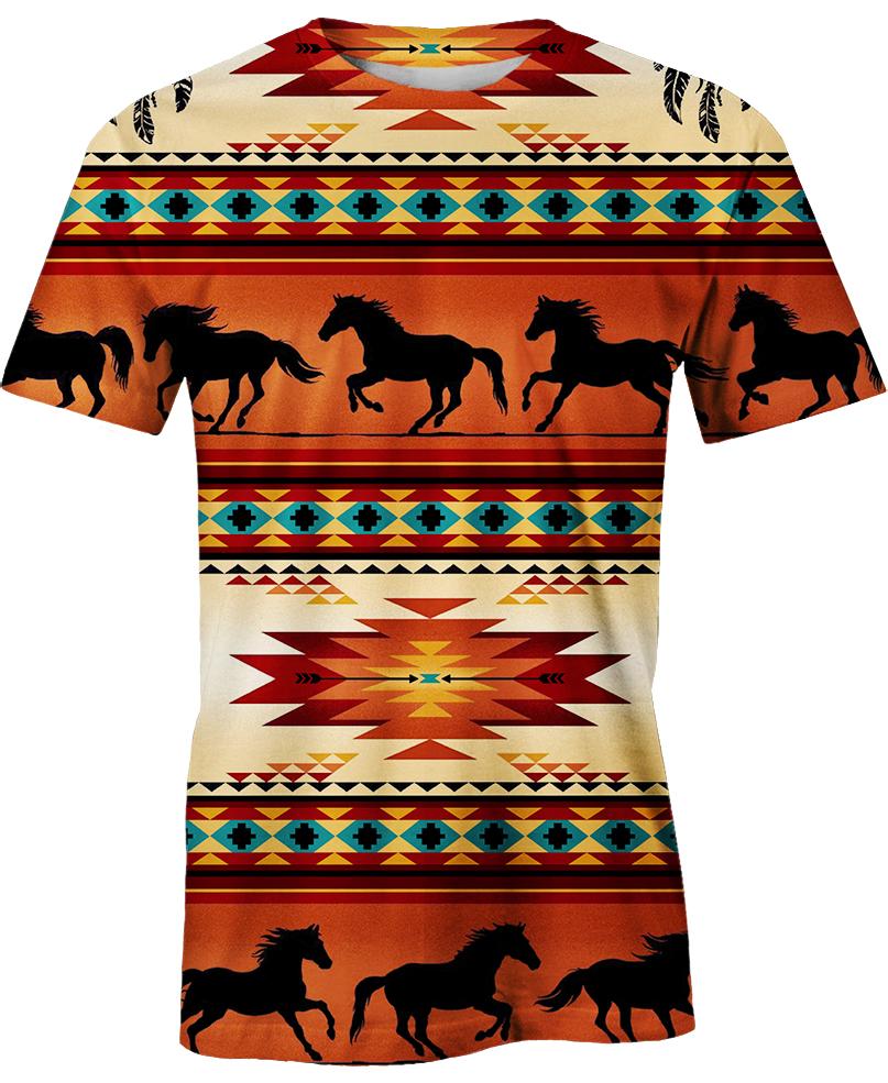 Native American Red Horses Motif