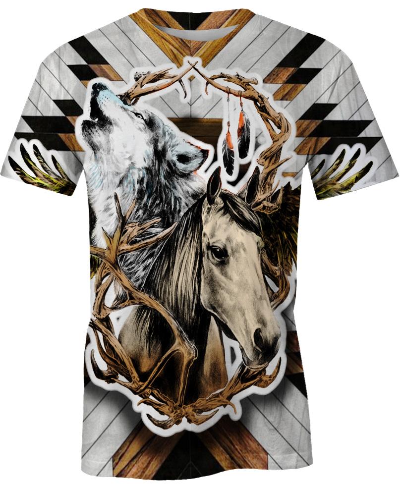 Native American Wolf And Horse