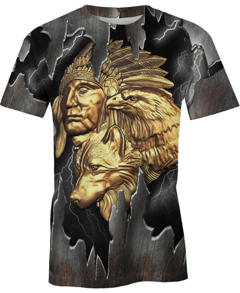 Native American Gold Indian Chief & Eagle