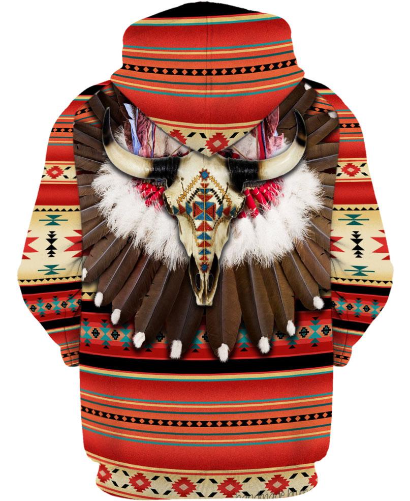 Native American Buffalo Skull Feathers