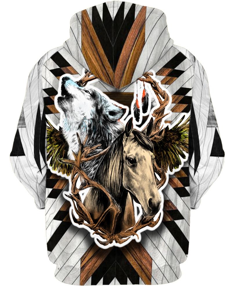 Native American Wolf And Horse