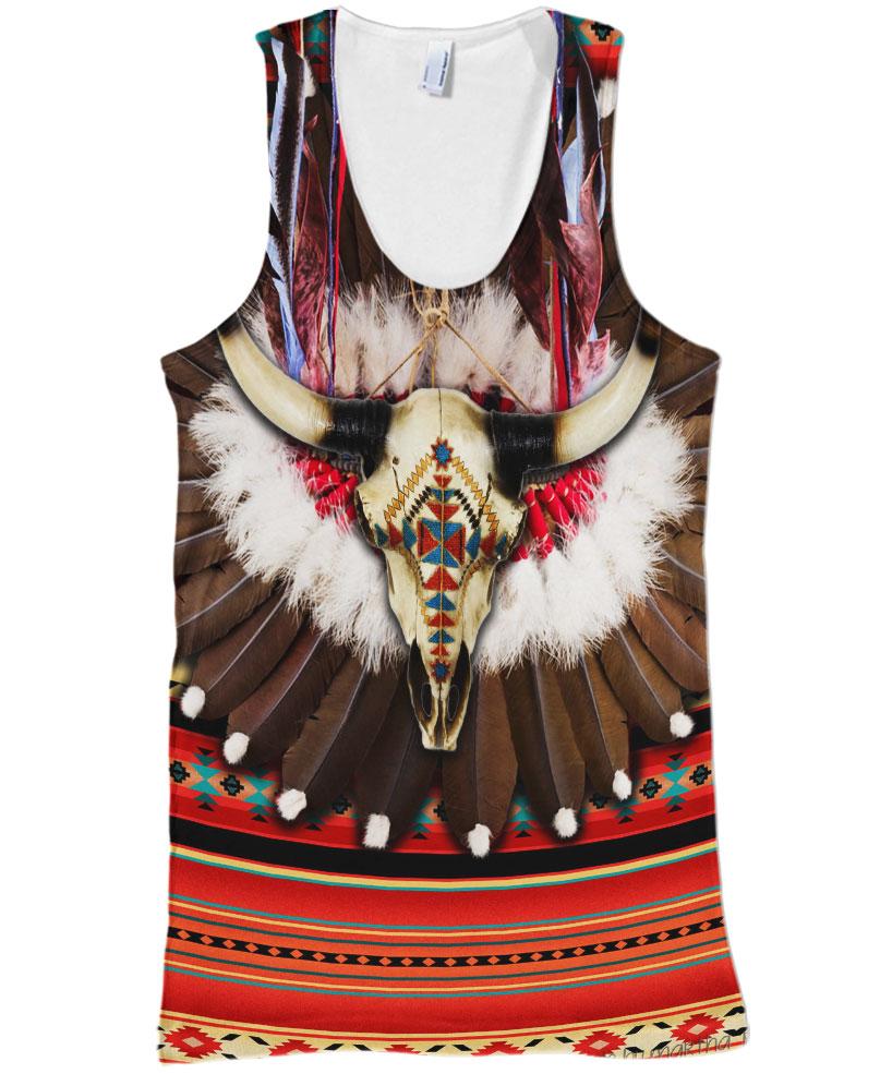 Native American Buffalo Skull Feathers
