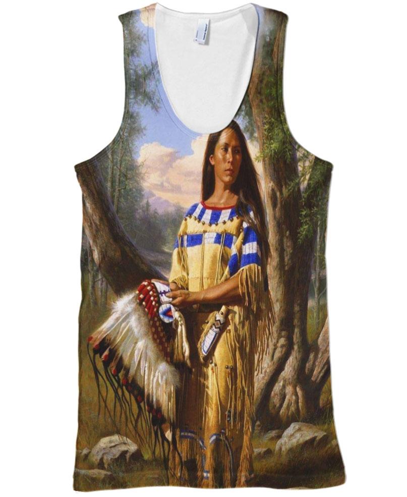 Native American Indian Chief Woman With Hat