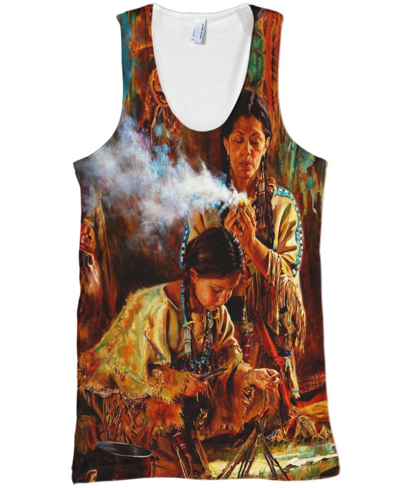 Native American Indian Chief Mother & Daughter