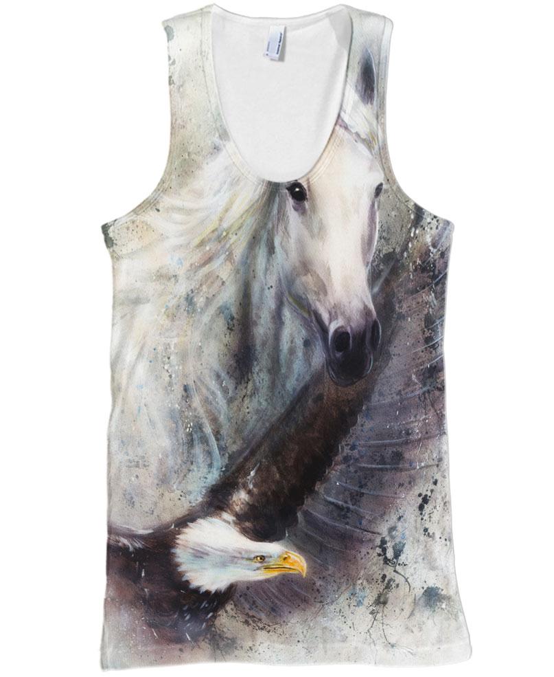 Native American White Horse & Eagle