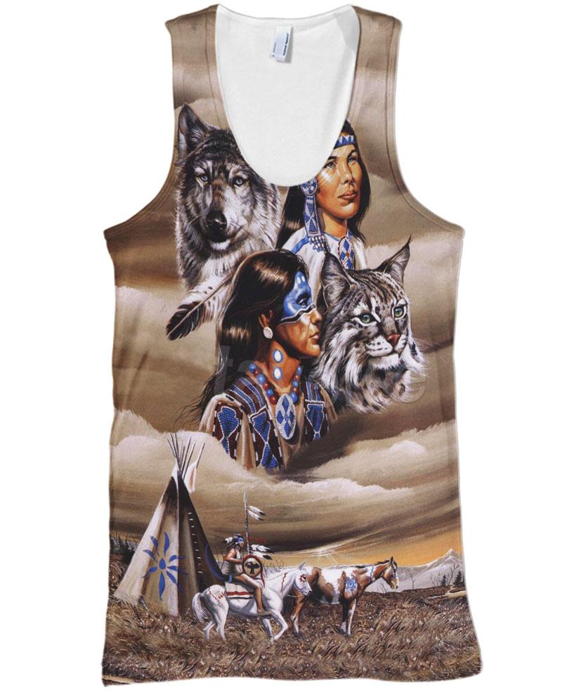 Native American Leader & Wolves