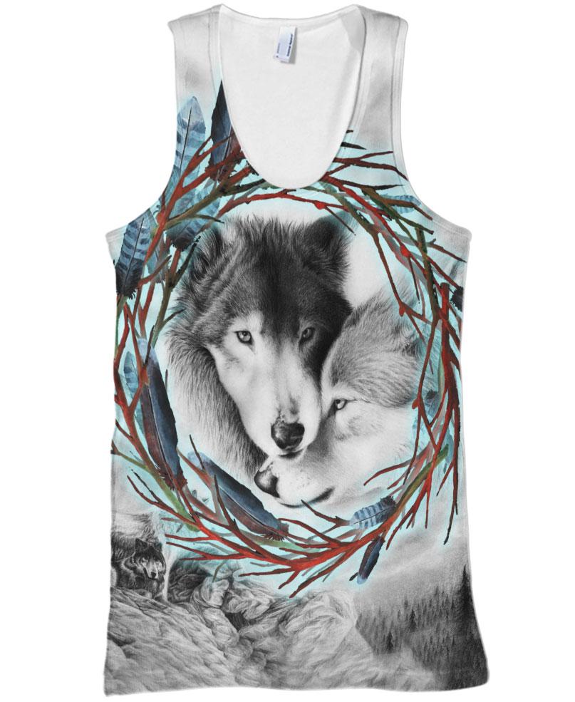 Native American Cute Couple Wolves