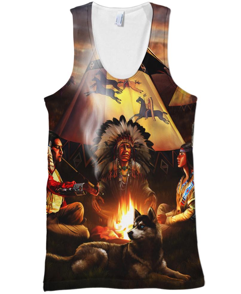 Native American Chief Wolf Fire