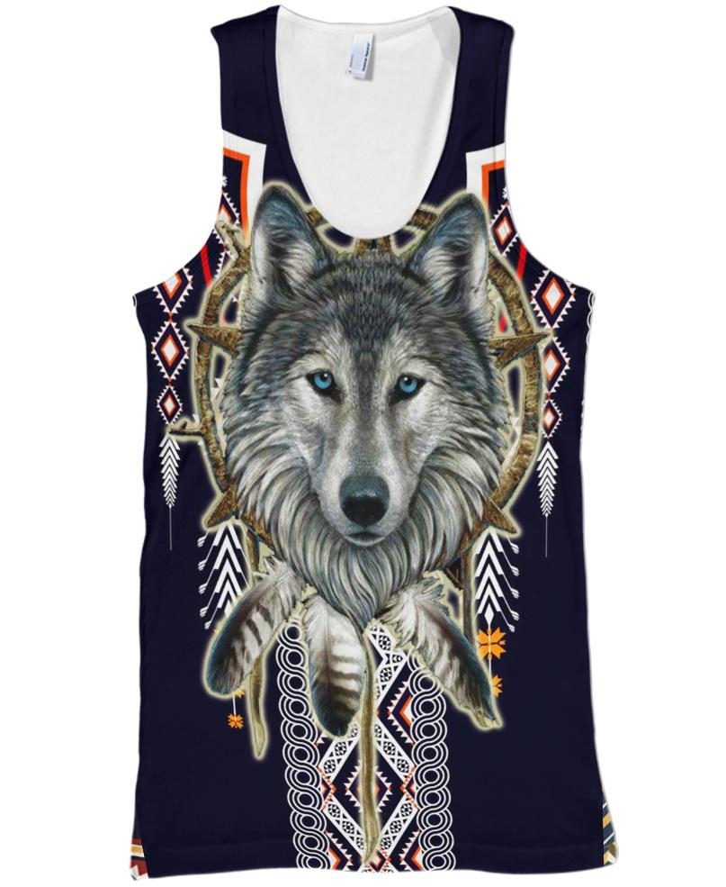 Native American Circle Wolf Head