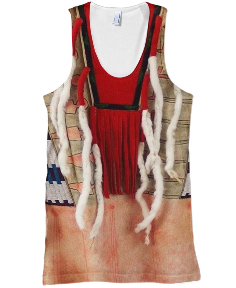 Native American Red Necklace White Feather