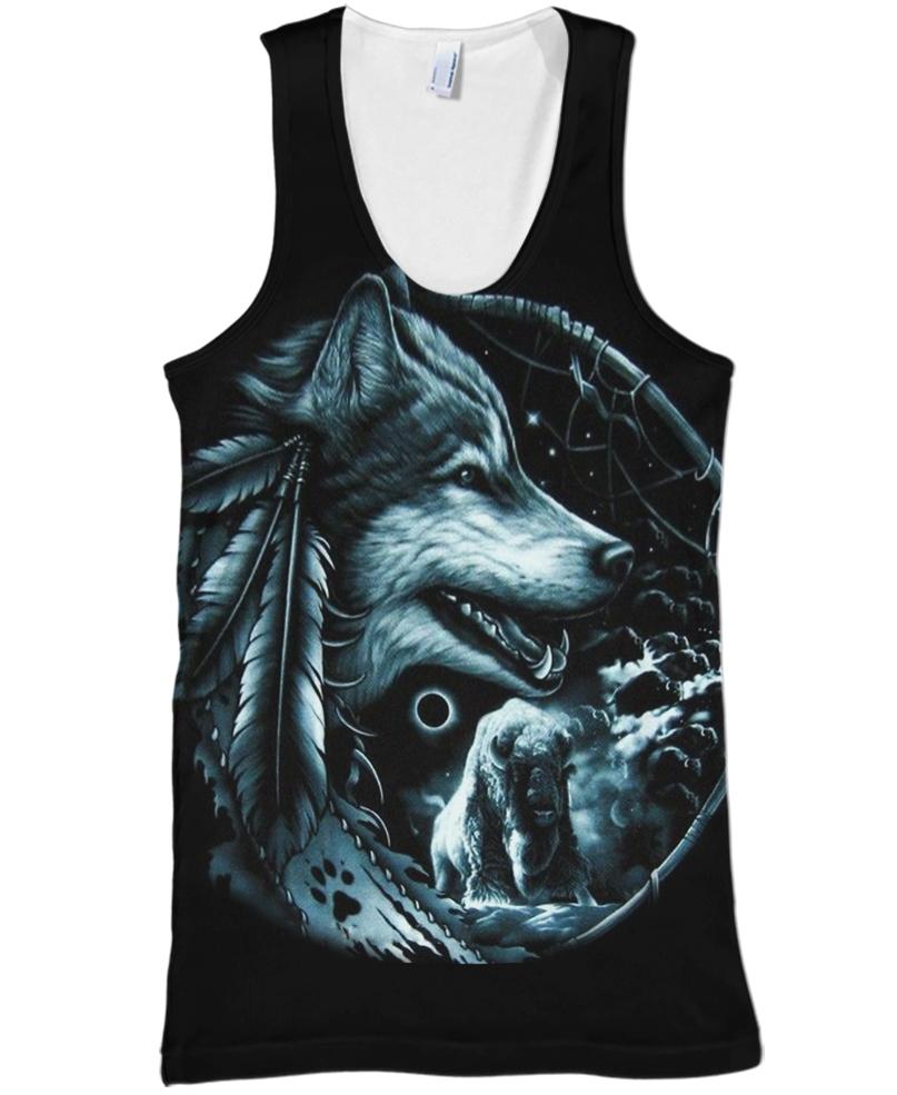 Native American The Fight Between Wolf & Buffalo