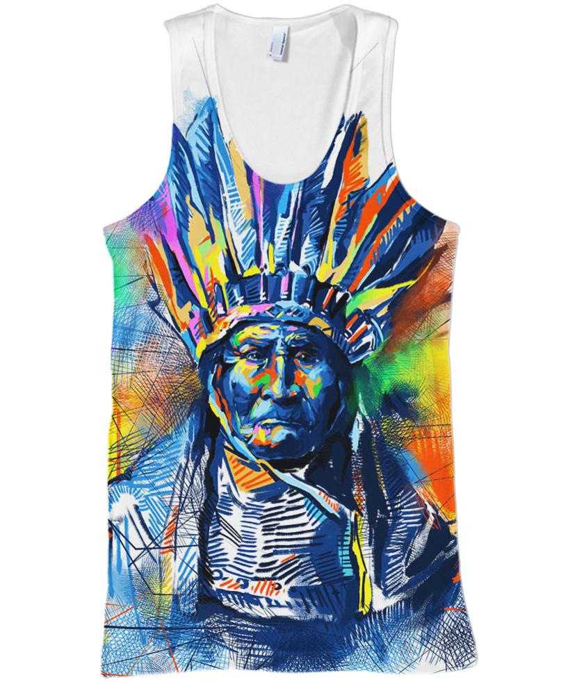 Native American Indian Chief Colourful Painting