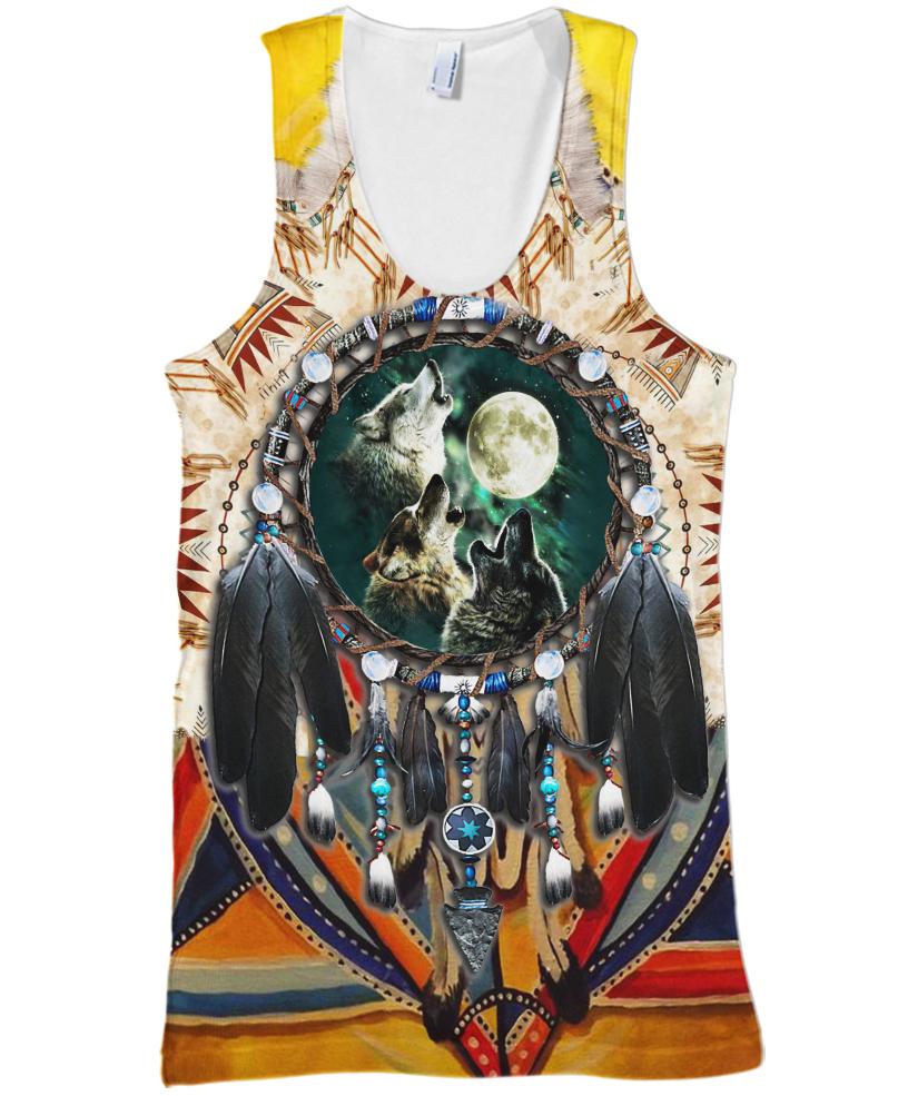 Native American Three Wolves Dreamcatcher