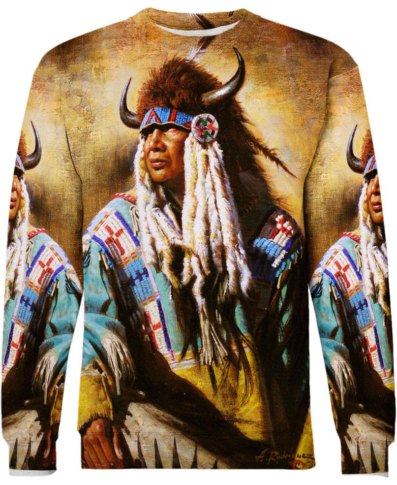 Native American Indian Chief Yellow Backgroud
