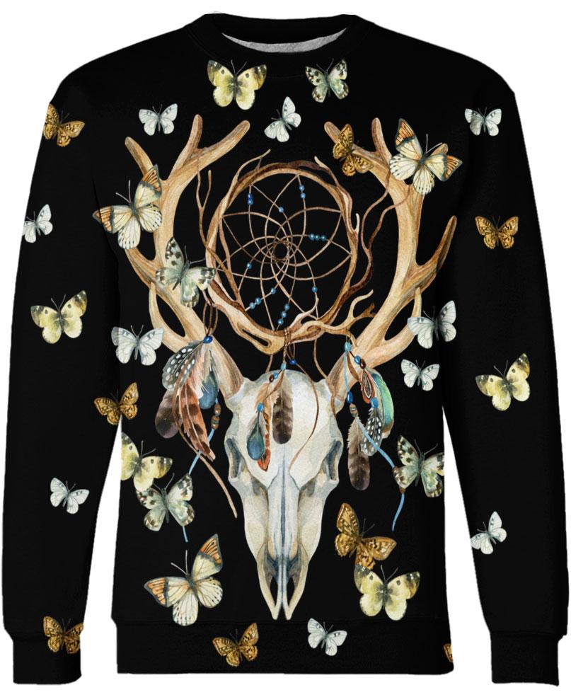 Native American Deer Skull Butterfly