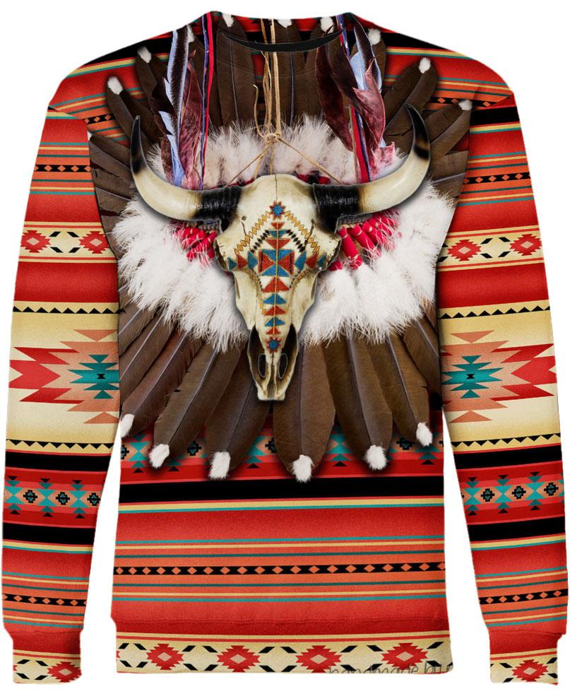 Native American Buffalo Skull Feathers