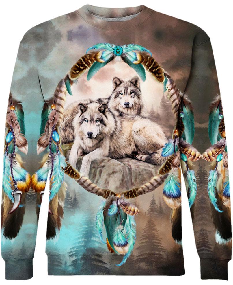 Native American Cute Wolves Couple