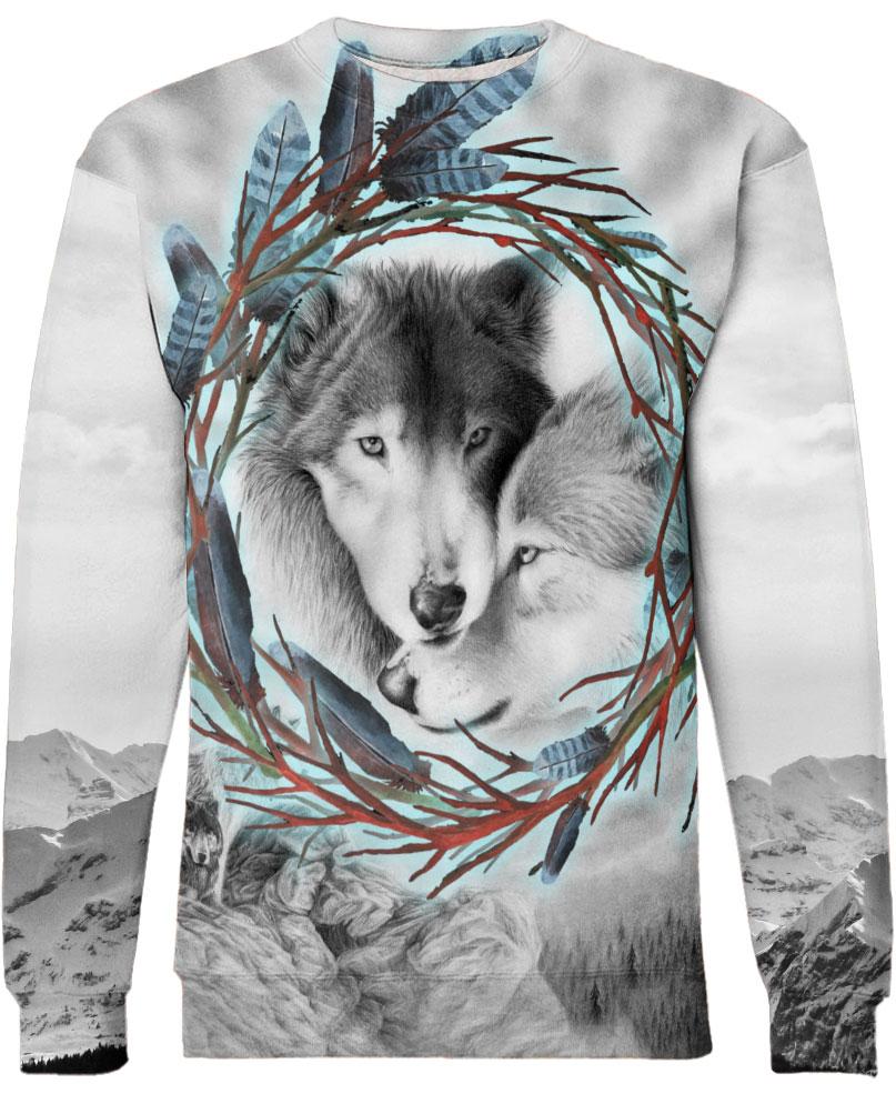 Native American Cute Couple Wolves