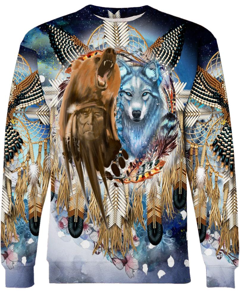 Native American Blue Wolf & Brown Wolf