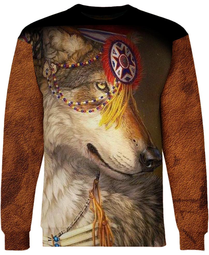 Native American Brown Wolf Head