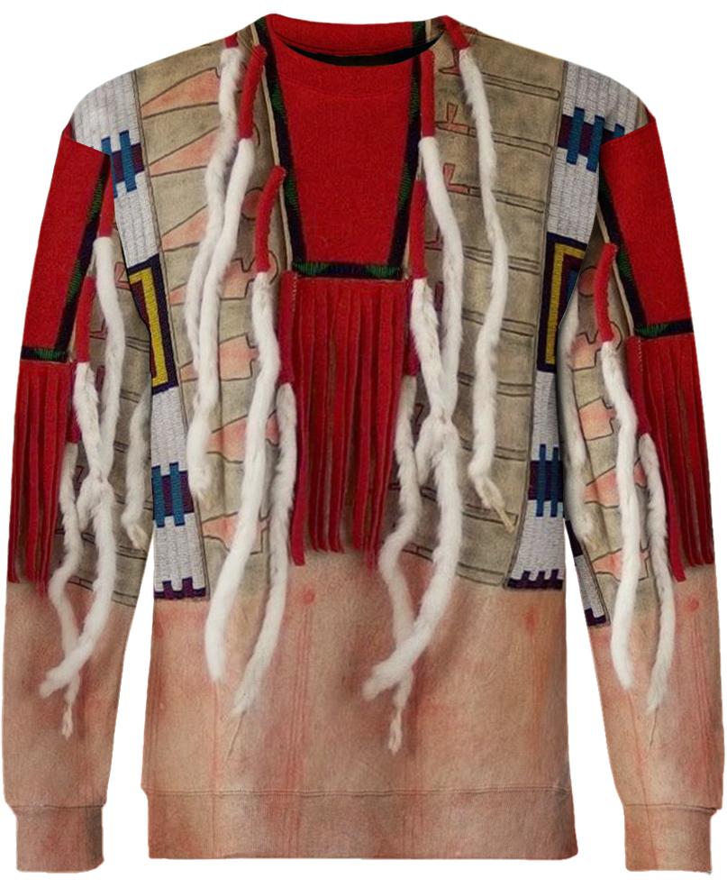Native American Red Necklace White Feather