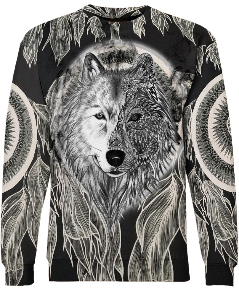 Native American Wolf Black And White