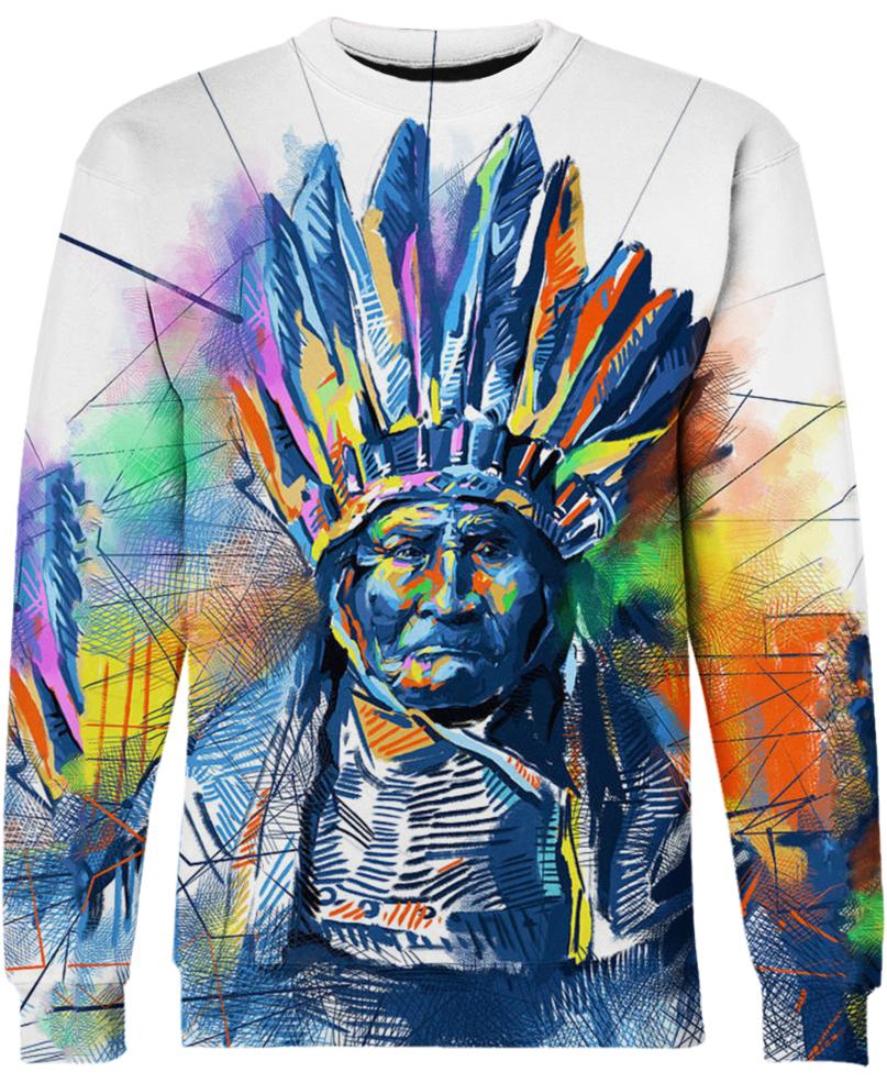 Native American Indian Chief Colourful Painting