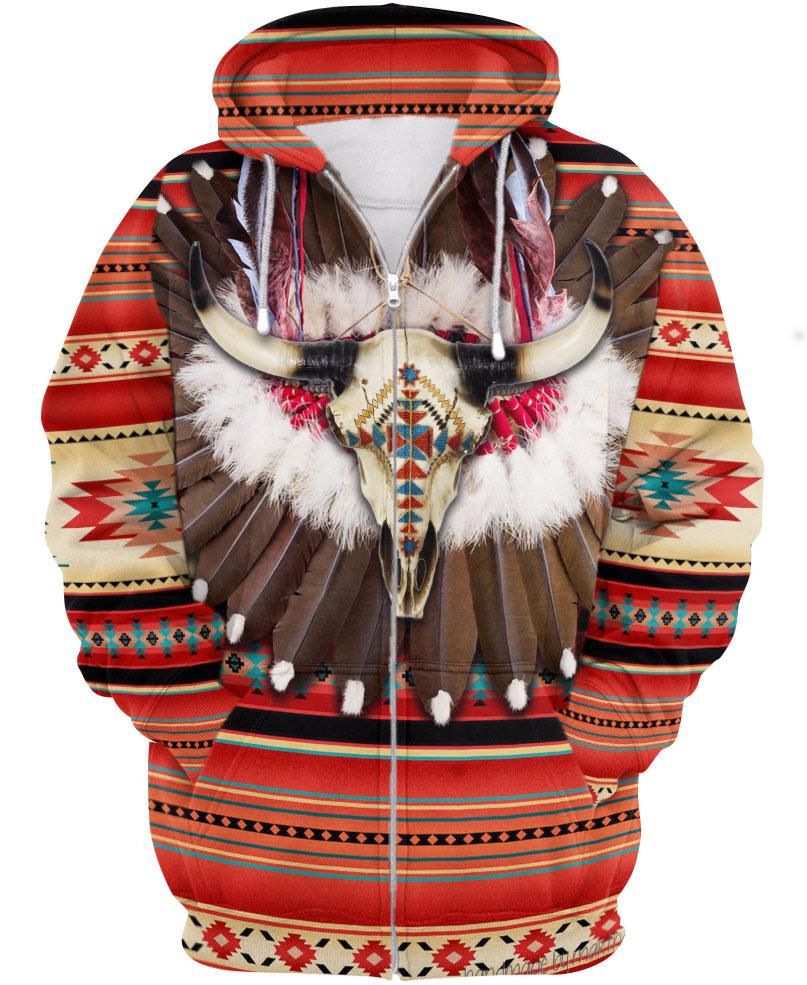 Native American Buffalo Skull Feathers
