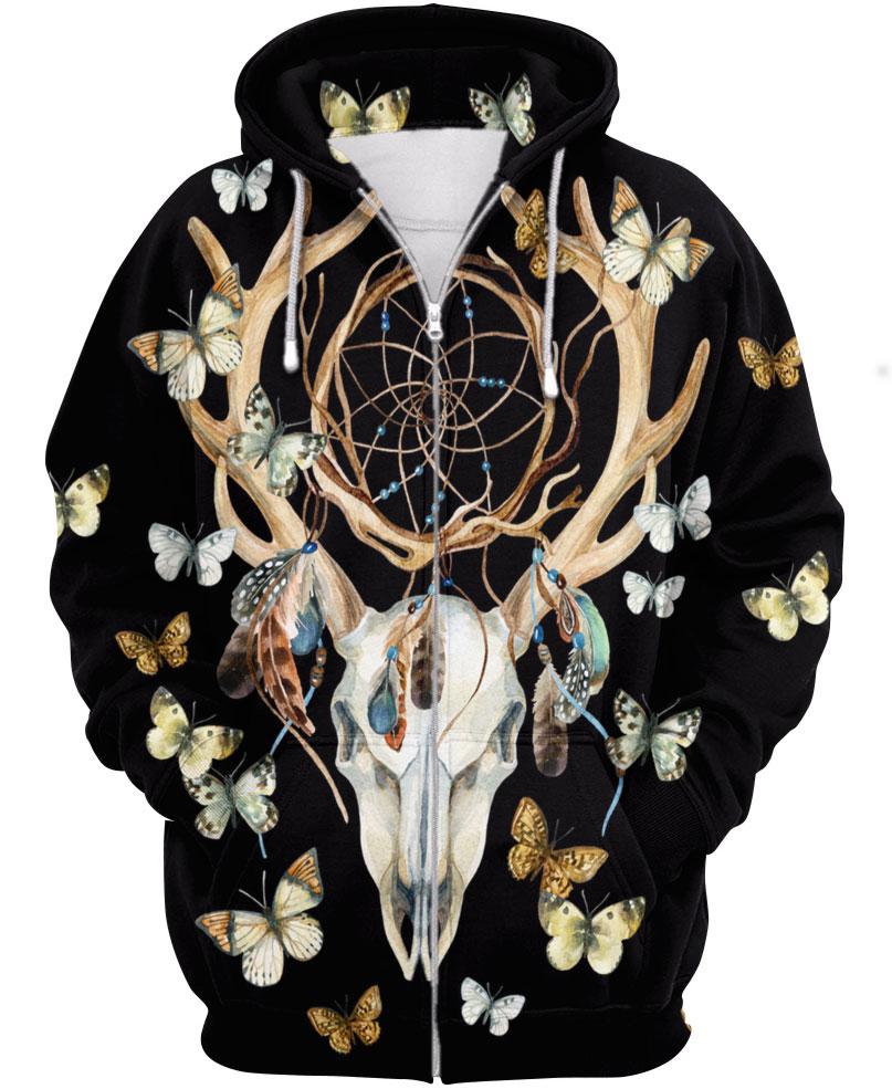 Native American Deer Skull Butterfly