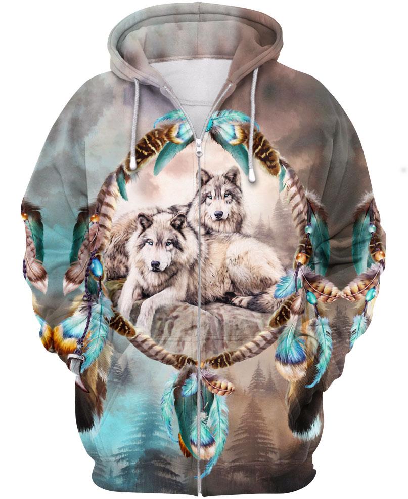 Native American Cute Wolves Couple