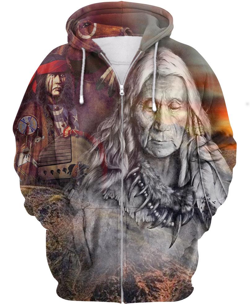 Native American Gray Old Indian Chief