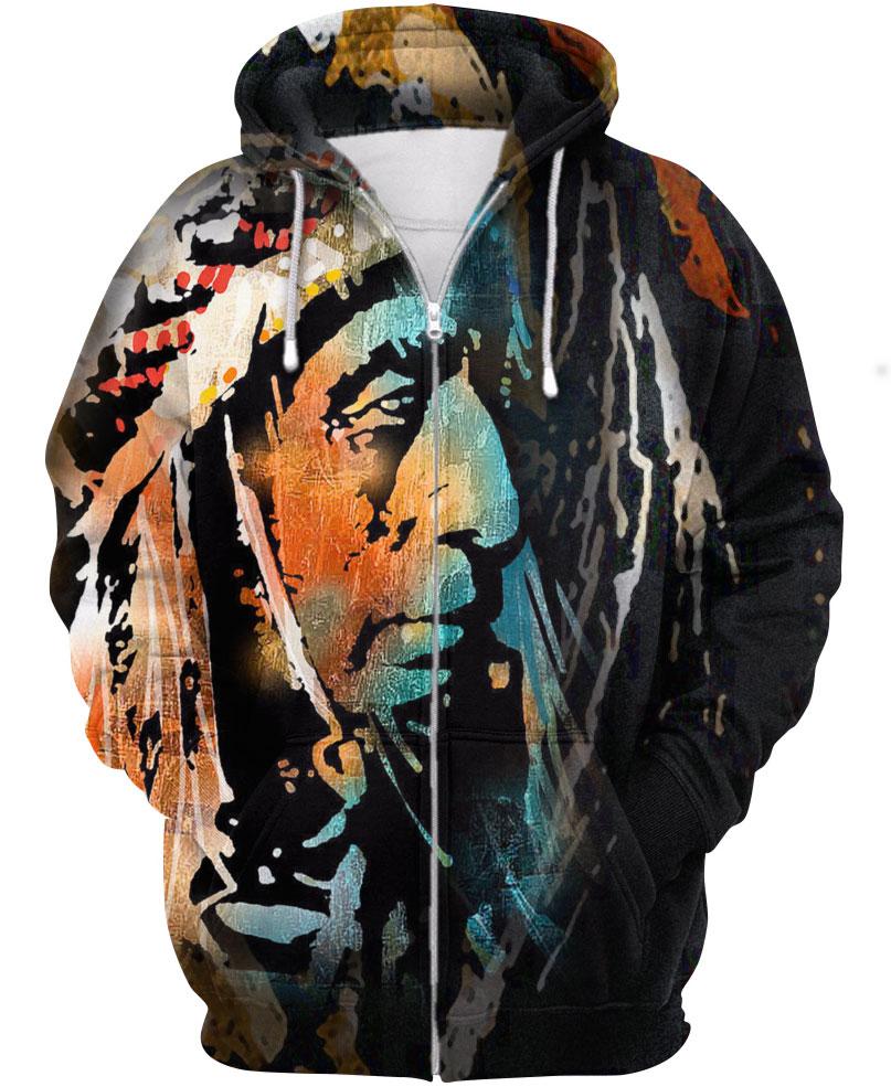 Native American Trail Of Indian Chief Colourful Painting