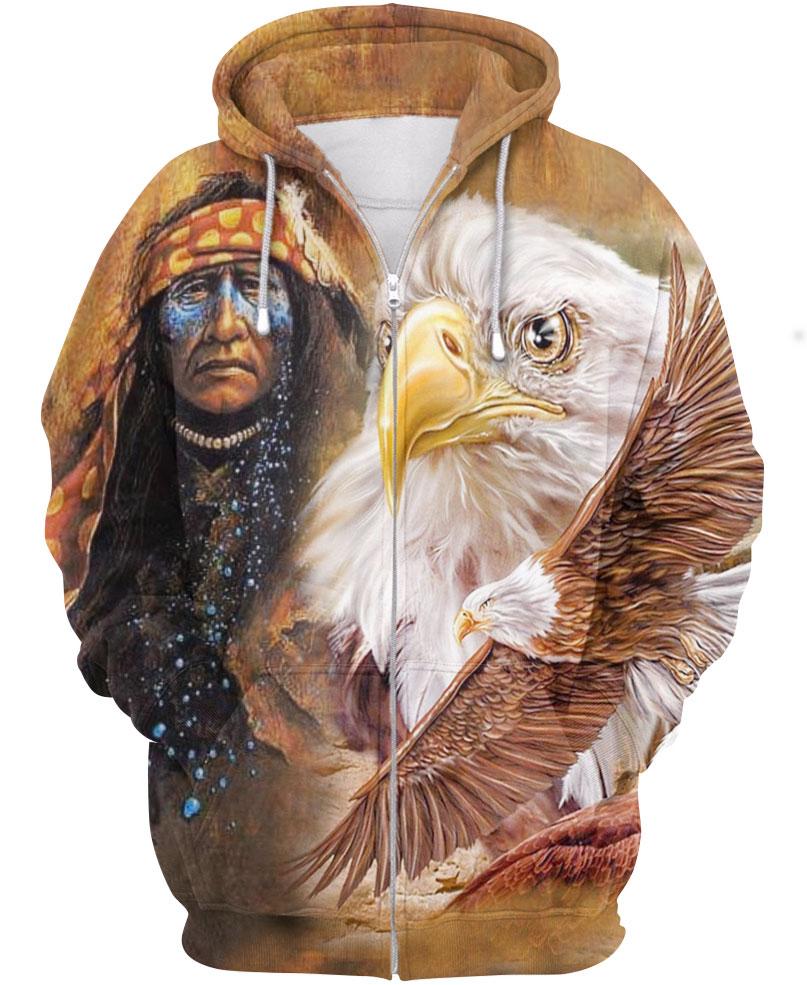 Native American Brown Indian Chief & Eagle