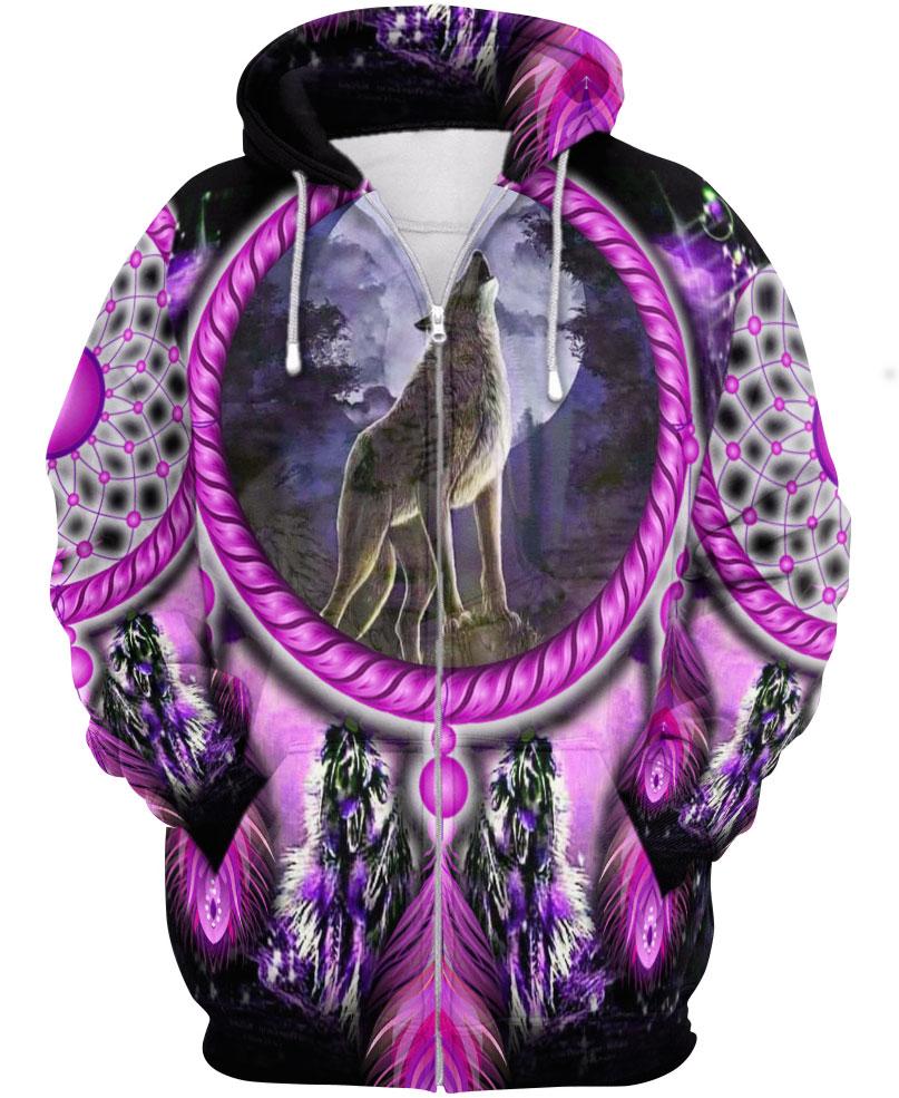 Native American Purple Circle Wolf