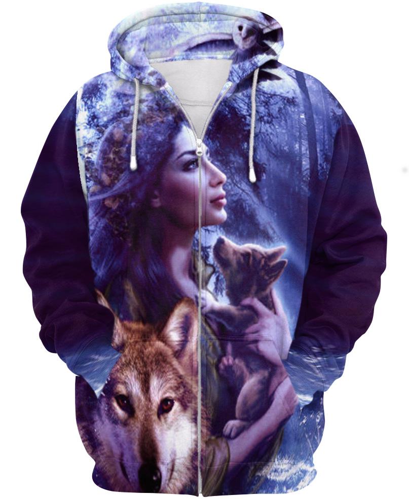 Native American Purple Girl Wolf