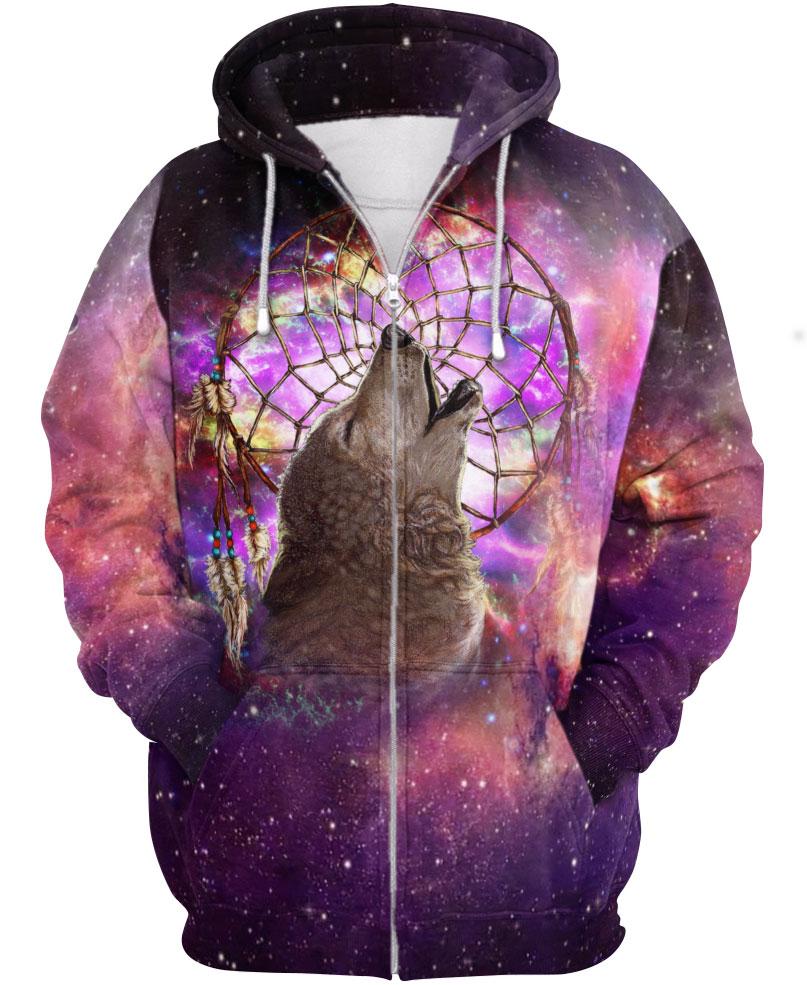 Native American Galaxy Purple Wolf Dream