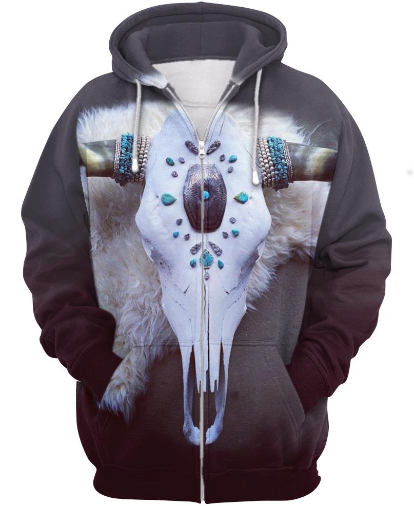 Native American Skull Blue Stone