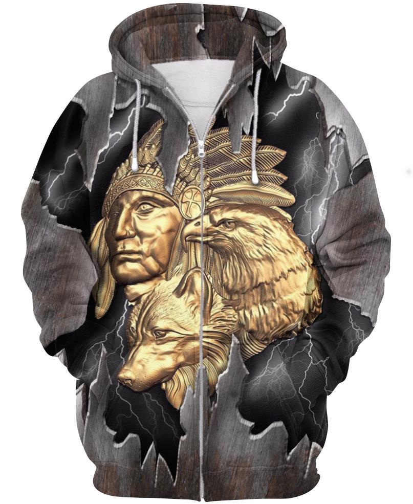 Native American Gold Indian Chief & Eagle