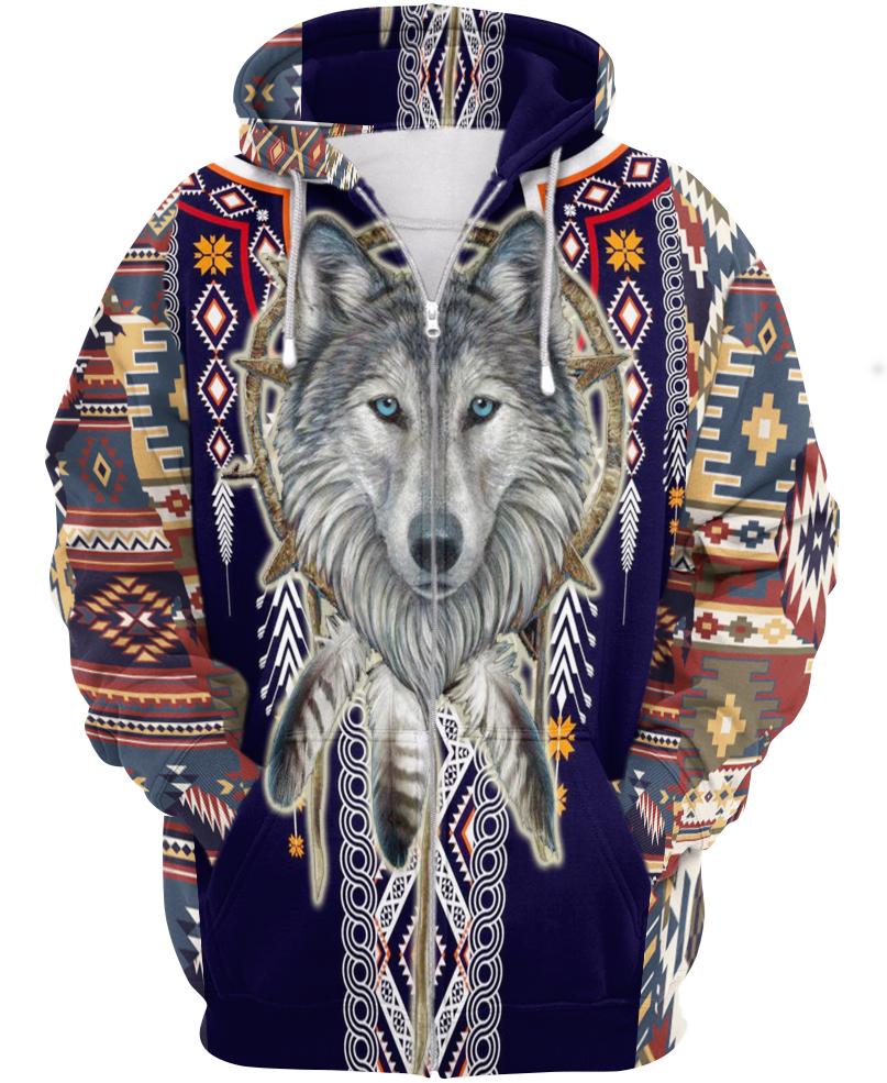 Native American Circle Wolf Head