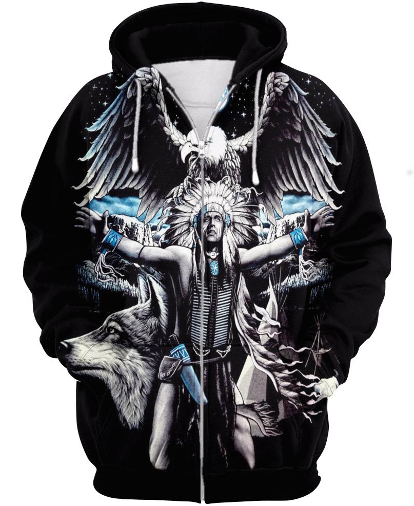 Native American Indian Chief Wolf Eagle Moon