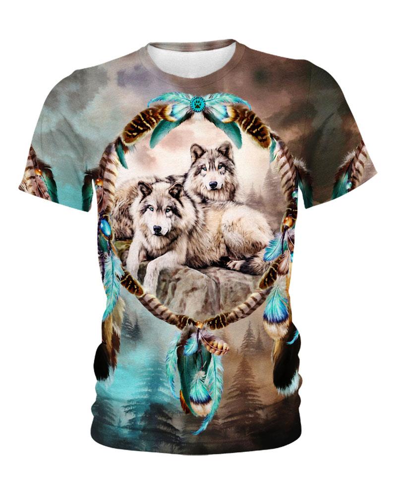 Native American Cute Wolves Couple
