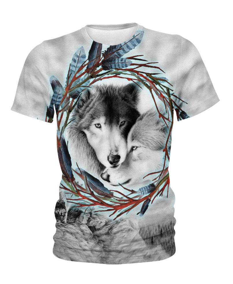 Native American Cute Couple Wolves
