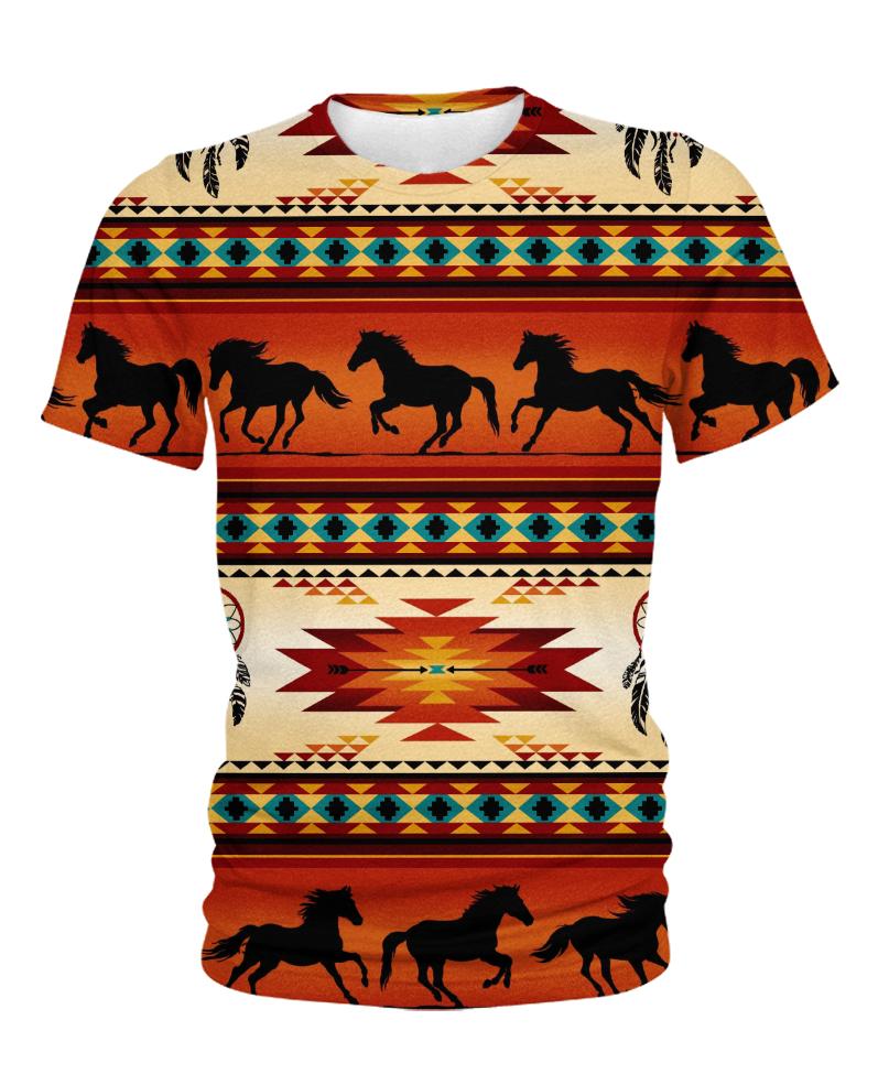 Native American Red Horses Motif