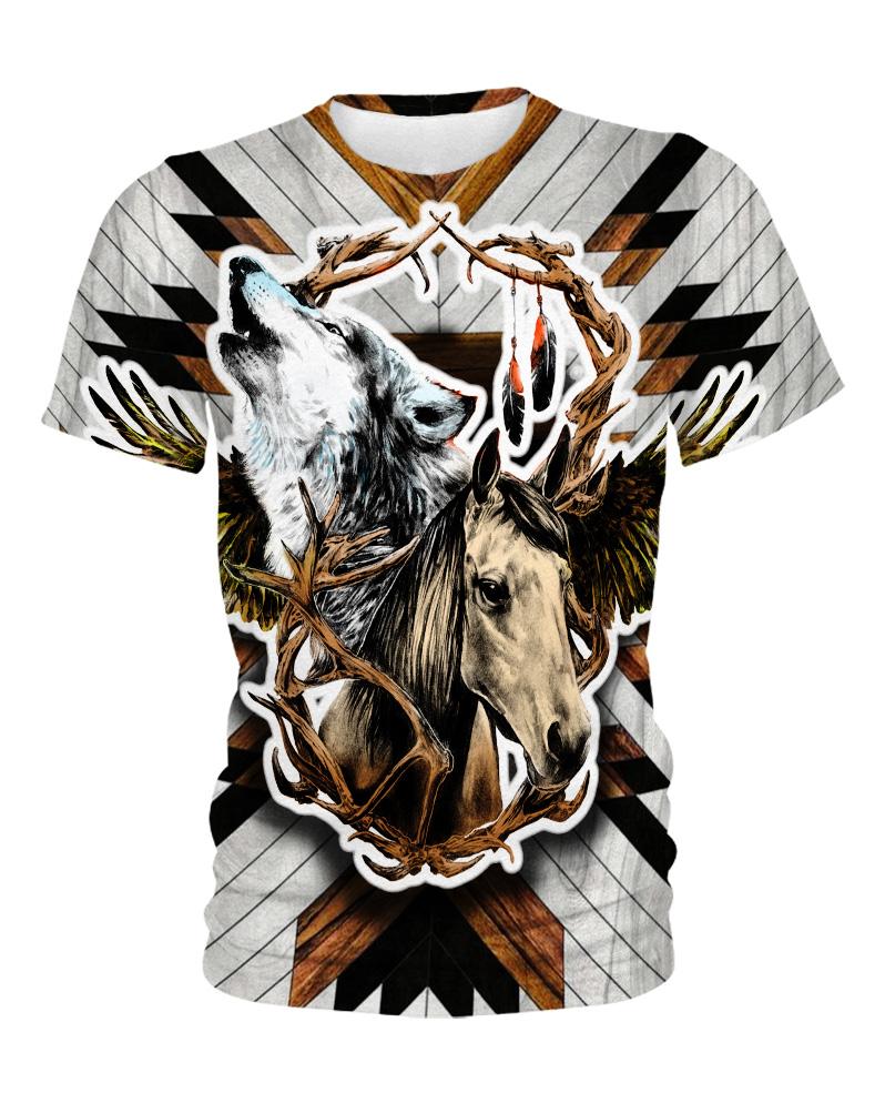 Native American Wolf And Horse