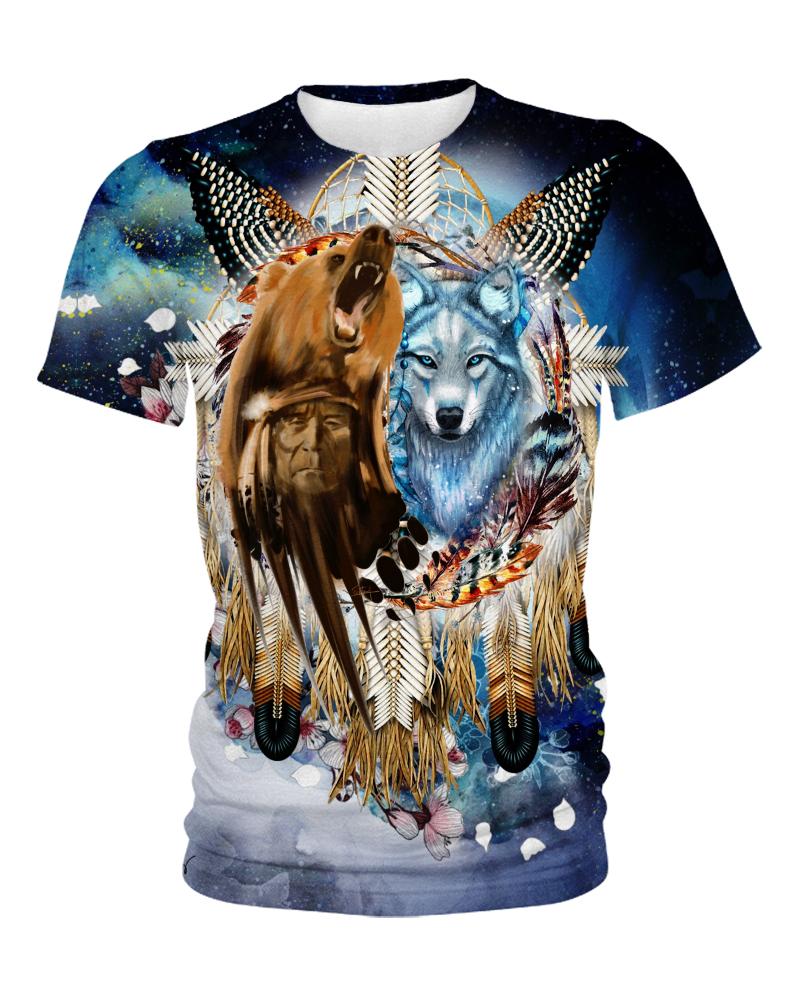 Native American Blue Wolf & Brown Wolf