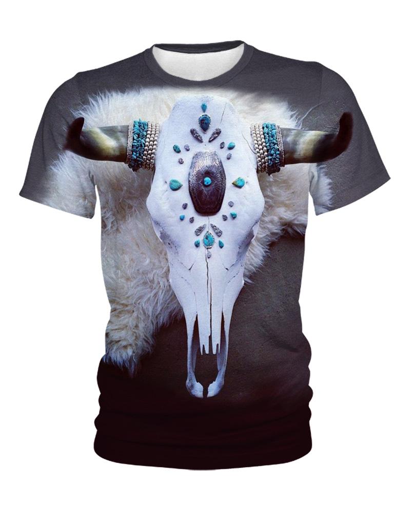 Native American Skull Blue Stone